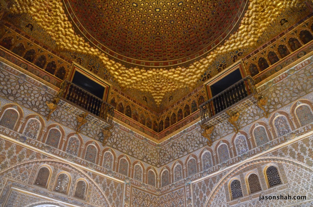 At the Alcazar in Sevilla. Moorish architecture created for Catholic royalty